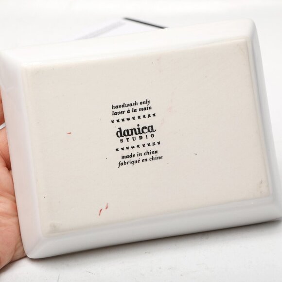 Danica Studio Ceramic Shadowvale Trinket Tray Jewelry Dish Catch-All Gold White - Picture 6 of 7